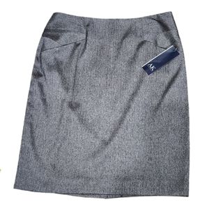 NEW AK Anne Klein Women's Pencil Skirt Gray Stretch Lined Career Workwear 8